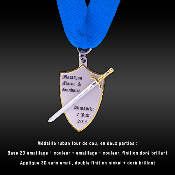 Création d'une médaille pour association sportive en métal avec relief