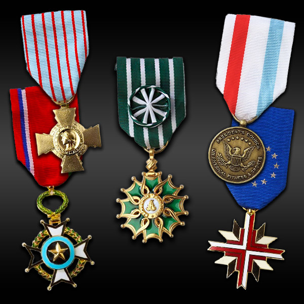 Médaille personnalisée avec ruban de poitrine pour loge maçonnique, confrérie et militaire